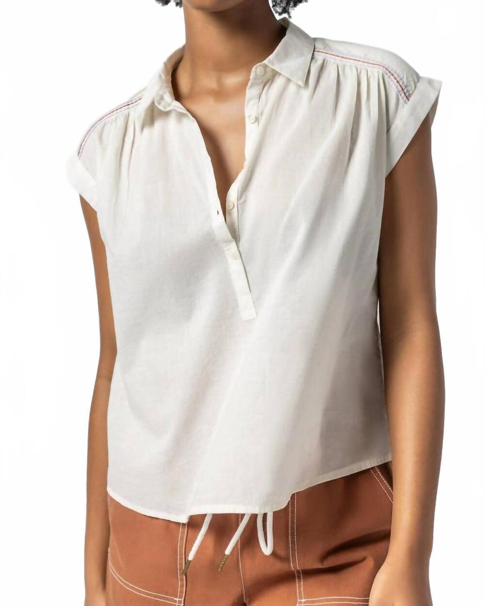 NEW LILLA P easy yoke blouse in ecru